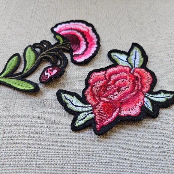 Iron On Patches Embroidery Floral Multi Colot Applique Patches Lot of 2 - Picture 5 of 8